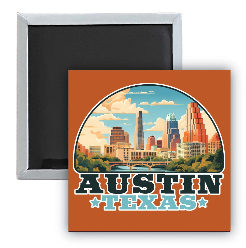 Austin Texas C Souvenir 2.5 x 2.5-Inch Durable & Vibrant Decor Fridge Magnet