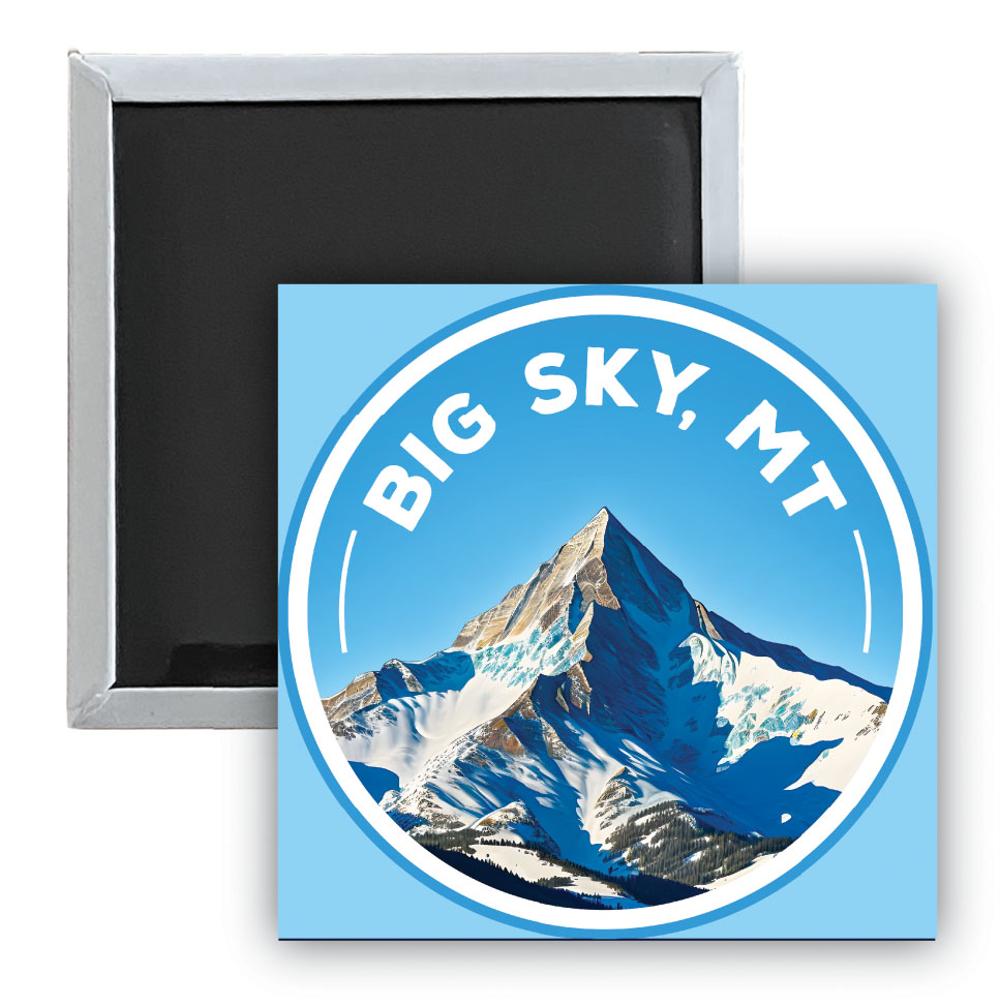 Big Sky Montana Snowy Mountain Souvenir 2.5 x 2.5-Inch Durable & Vibrant Decor Fridge Magnet
