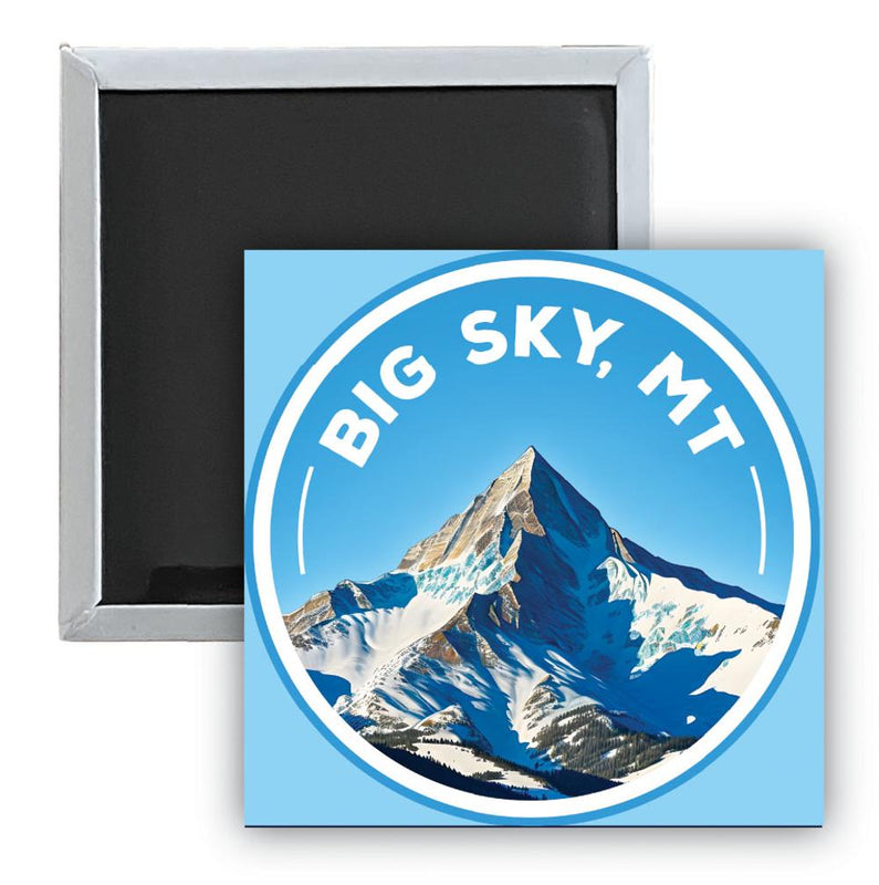 Big Sky Montana Snowy Mountain Souvenir 2.5 x 2.5-Inch Durable & Vibrant Decor Fridge Magnet