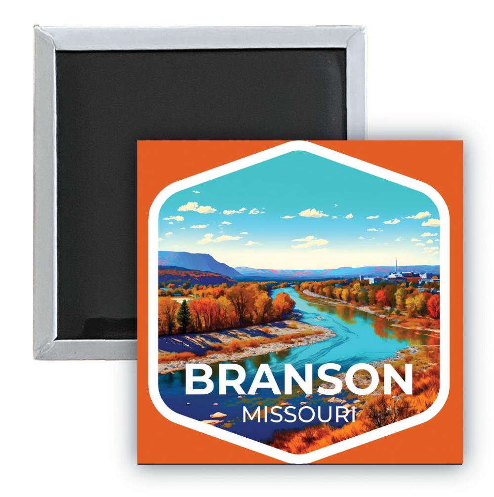 Branson Missouri B Souvenir 2.5 x 2.5-Inch Durable & Vibrant Decor Fridge Magnet