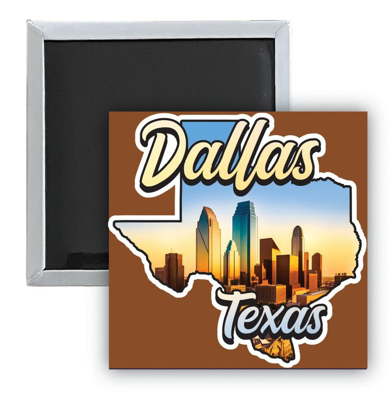 Dallas Texas A Souvenir 2.5 x 2.5-Inch Durable & Vibrant Decor Fridge Magnet
