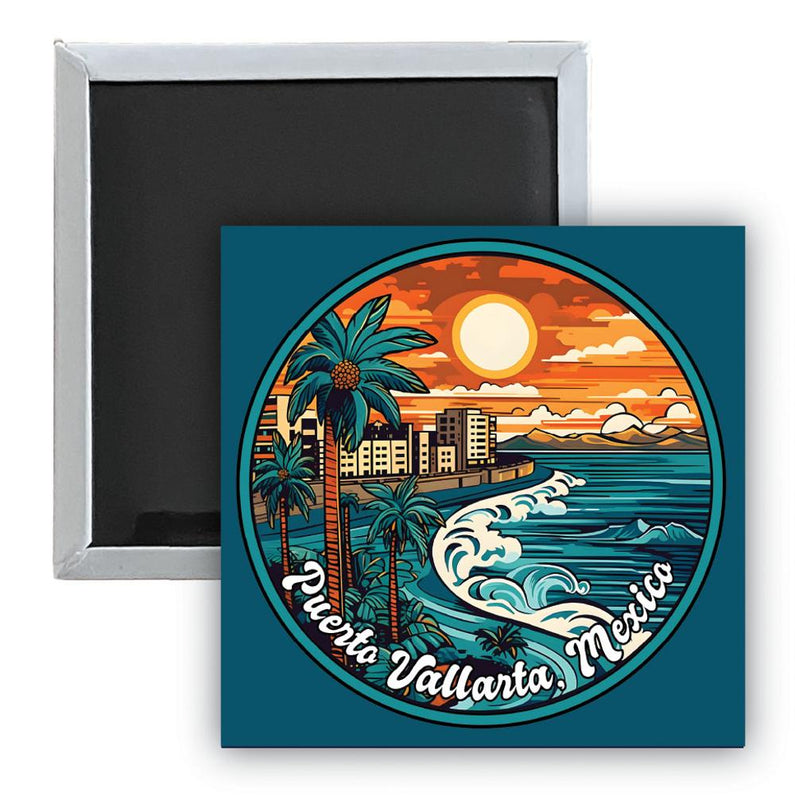 Puerto Vallarta Mexico B Souvenir 2.5 x 2.5-Inch Durable & Vibrant Decor Fridge Magnet