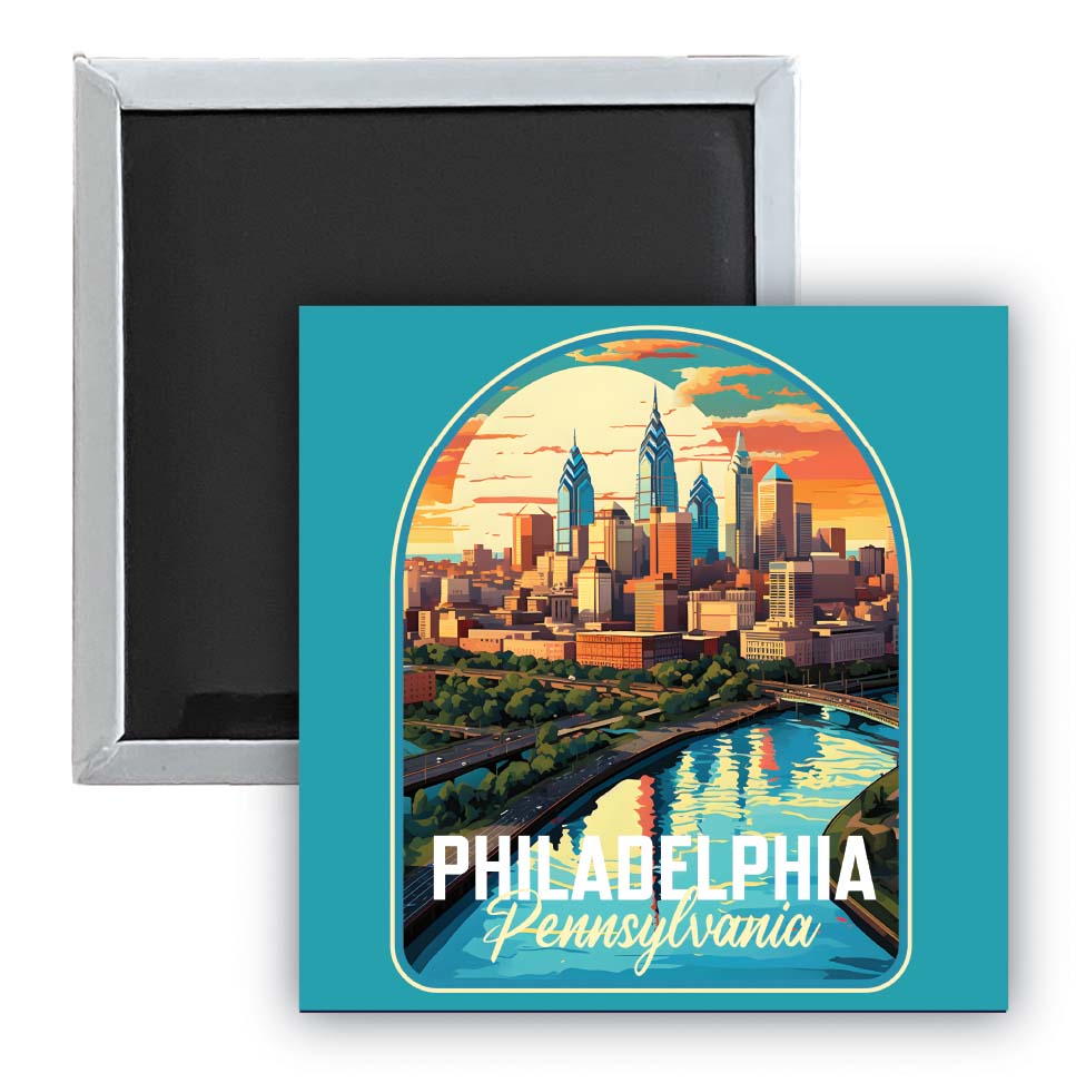 Philadelphia Pennsylvania A Souvenir 2.5 x 2.5-Inch Durable & Vibrant Decor Fridge Magnet