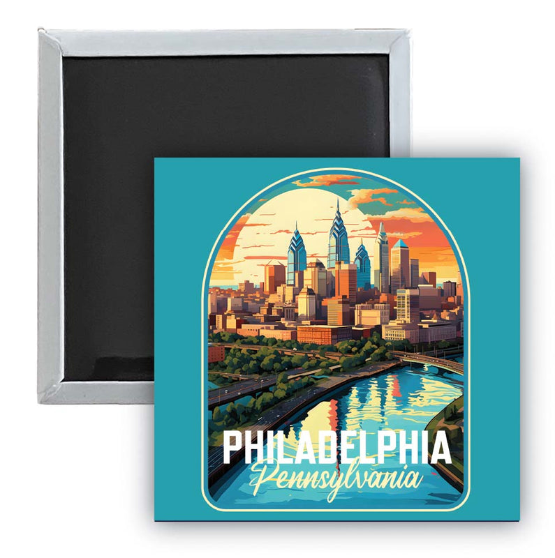 Philadelphia Pennsylvania A Souvenir 2.5 x 2.5-Inch Durable & Vibrant Decor Fridge Magnet