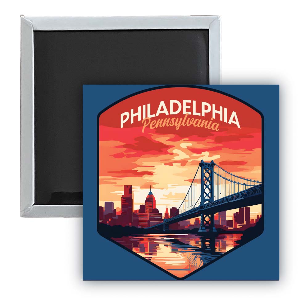 Philadelphia Pennsylvania B Souvenir 2.5 x 2.5-Inch Durable & Vibrant Decor Fridge Magnet