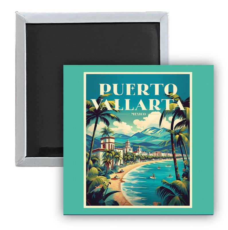 Puerto Vallarta Mexico C Souvenir 2.5 x 2.5-Inch Durable & Vibrant Decor Fridge Magnet