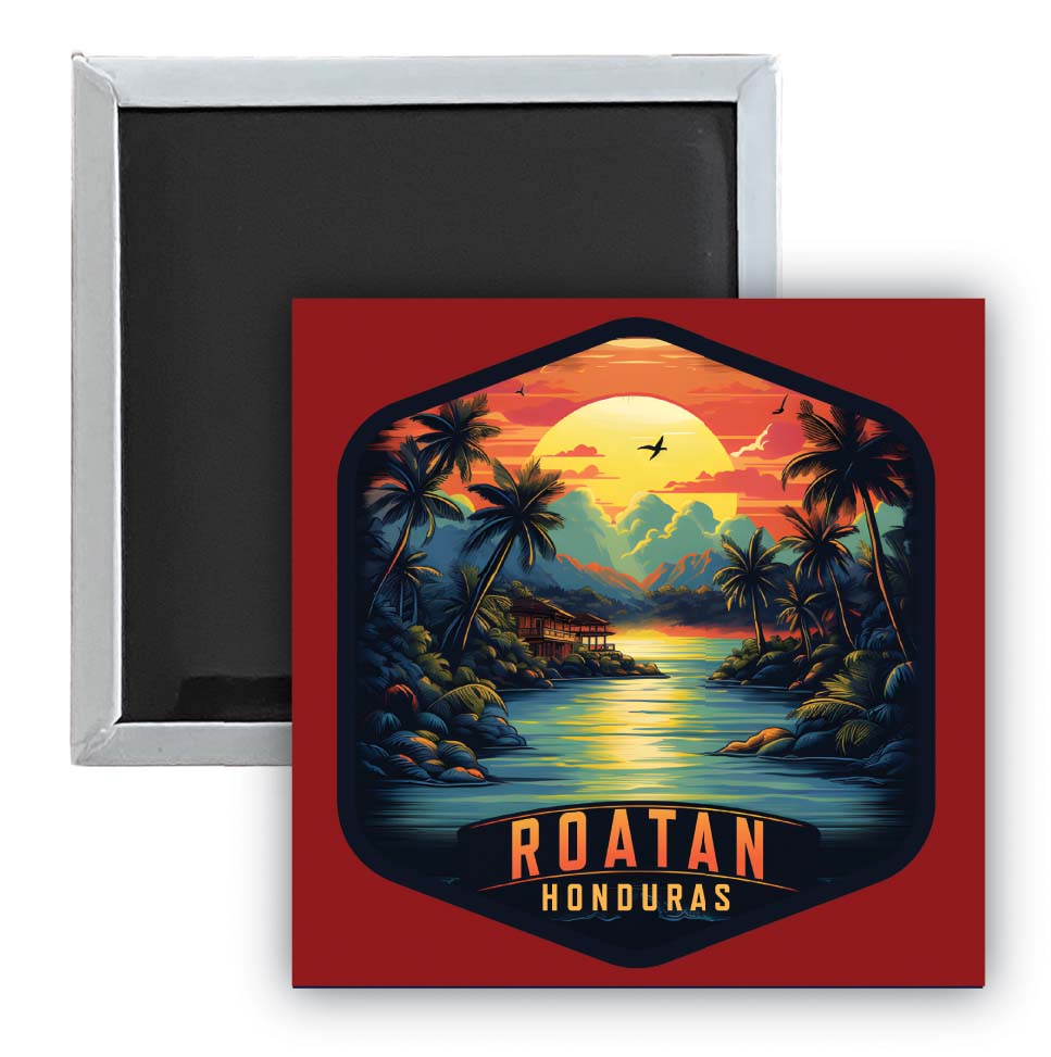Roatan Honduras A Souvenir 2.5 x 2.5-Inch Durable & Vibrant Decor Fridge Magnet