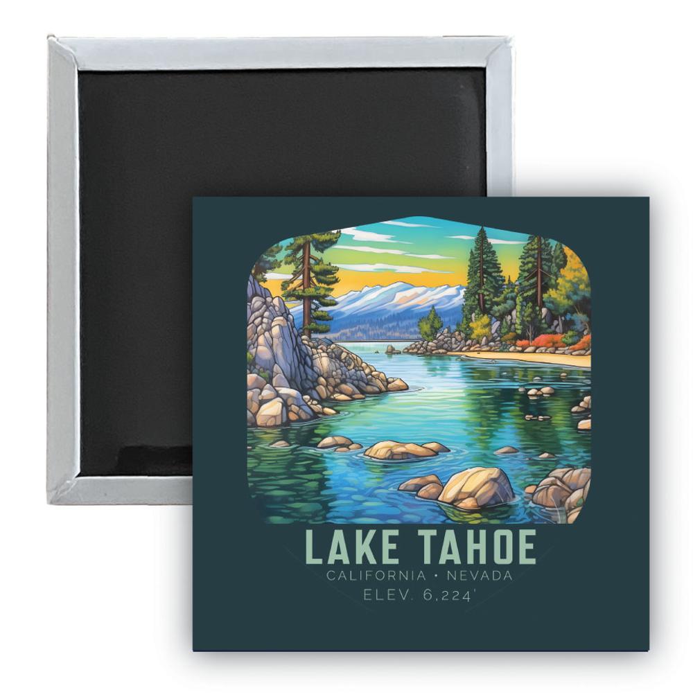 Lake Tahoe California B Souvenir 2.5 x 2.5-Inch Durable & Vibrant Decor Fridge Magnet