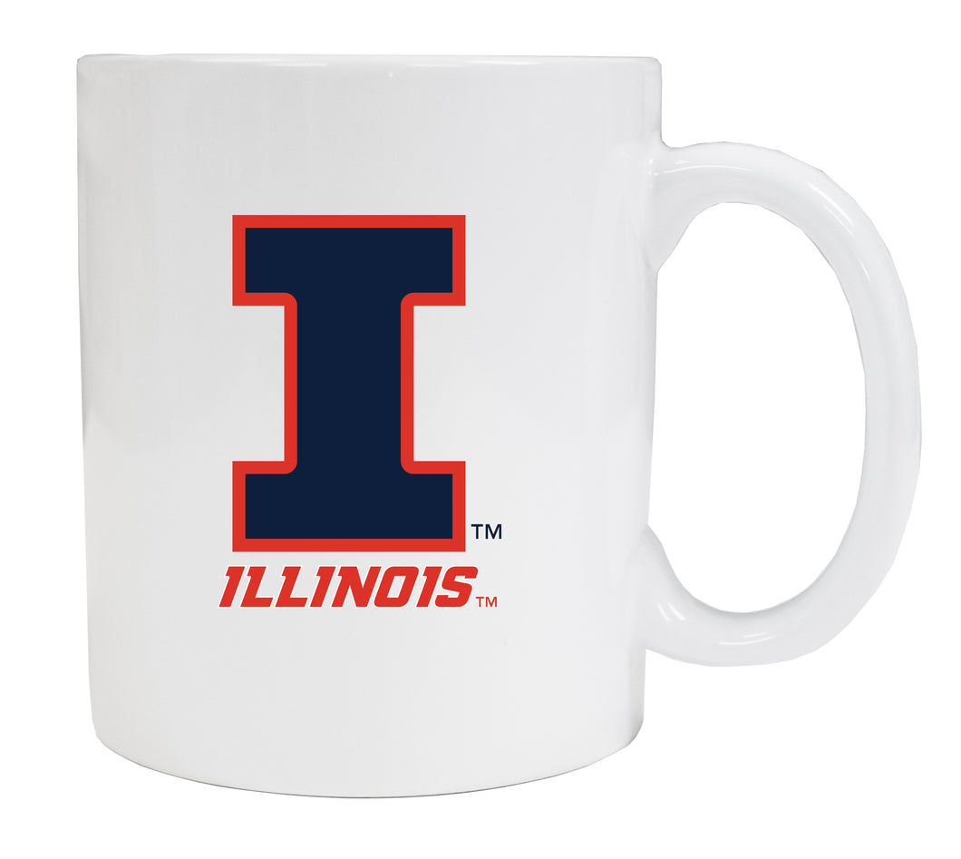 Illinois Fighting Illini White Ceramic Coffee Mug (White).