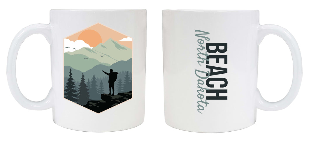 Beach North Dakota Souvenir Hike Outdoors Design 8 oz Coffee Mug 2-Pack