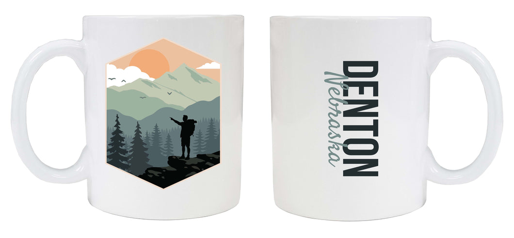 Denton Nebraska Souvenir Hike Outdoors Design 8oz Coffee Mug 2-Pack