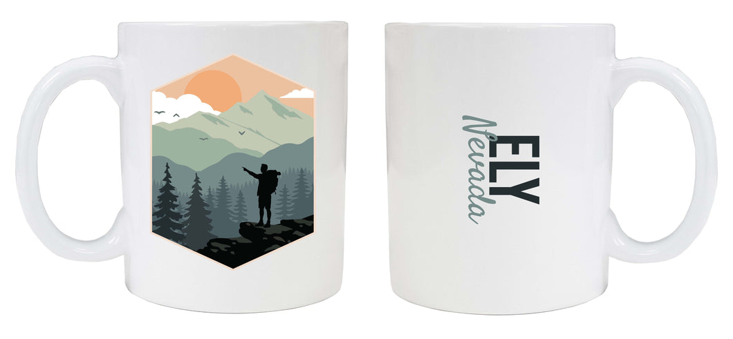 Ely Nevada Souvenir Hike Outdoors Design 8oz Coffee Mug 2-Pack
