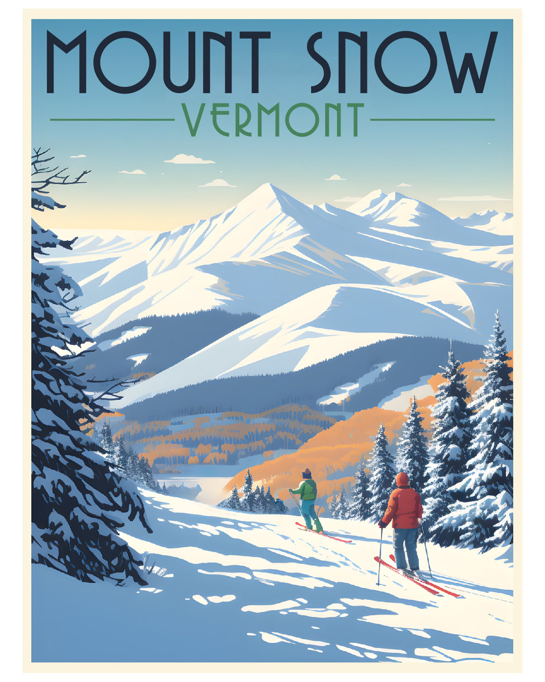 Exclusive Mount Snow Vermont B Collectible - Vintage Travel Poster Art