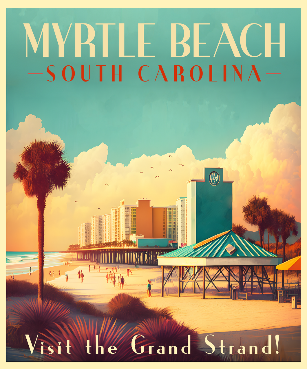 Exclusive Myrtle Beach South Carolina Collectible - Vintage Travel Poster Art