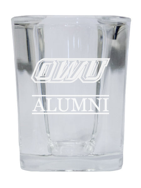 NCAA Ohio Wesleyan University Alumni 2oz Laser Etched Square Shot Glass 