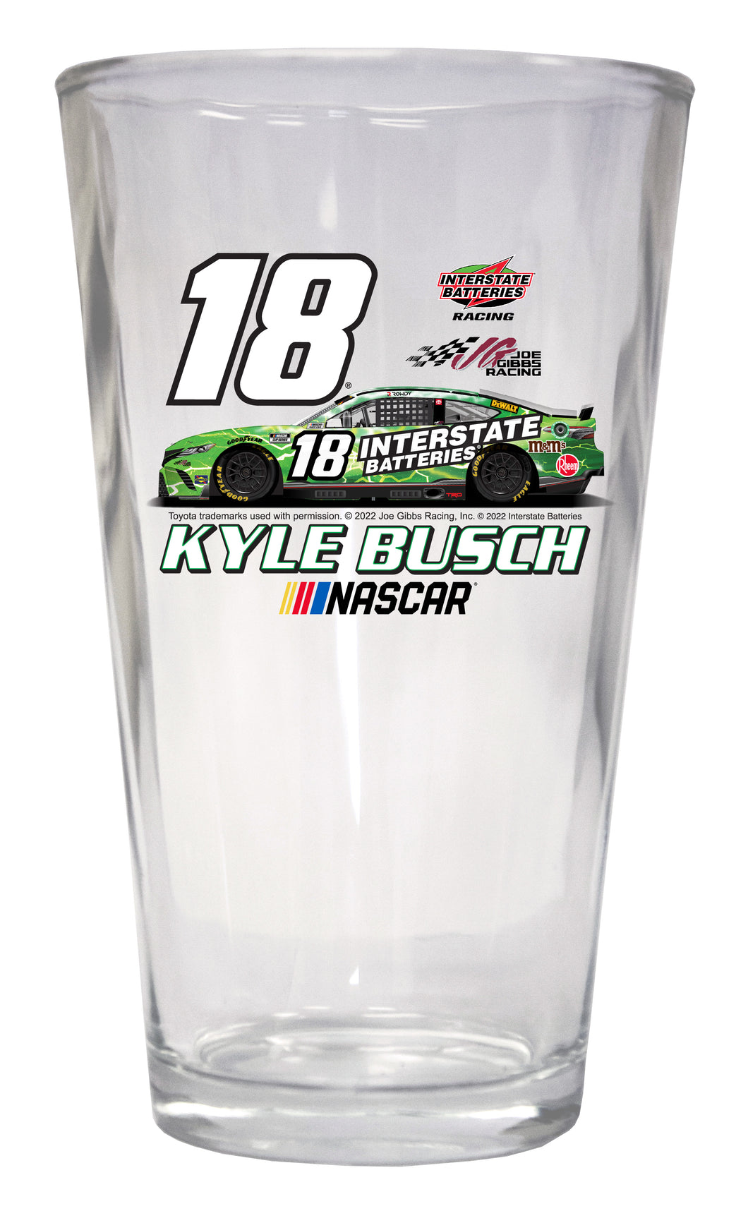 Nascar #18 Kyle Busch Pint Glass New for 2022