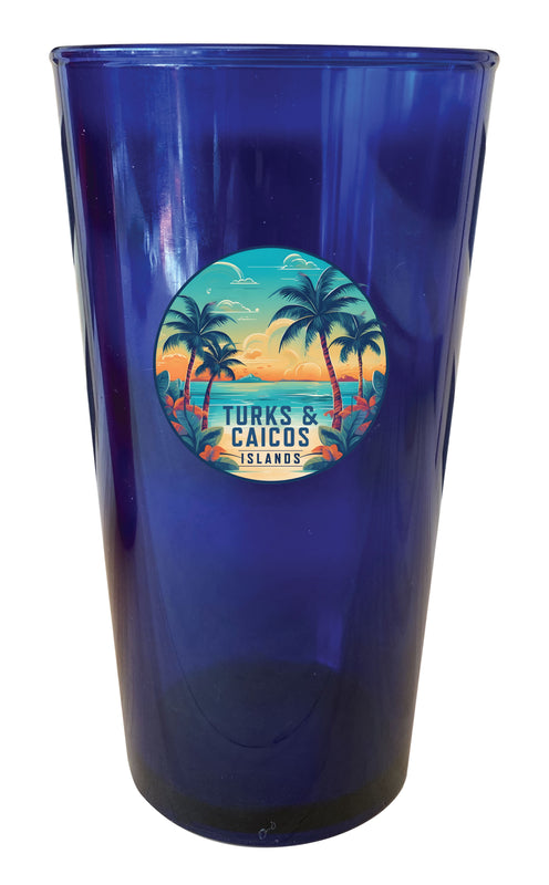 Turks And Caicos Souvenir Plastic 16 oz pint Blue
