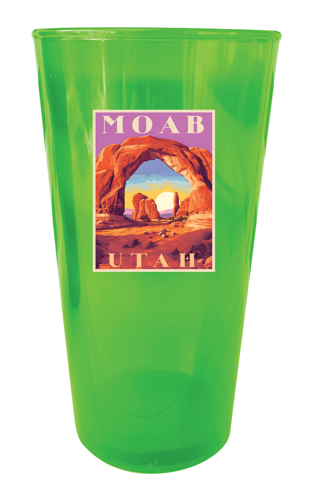 Moab Utah Souvenir Plastic 16 oz pint Green