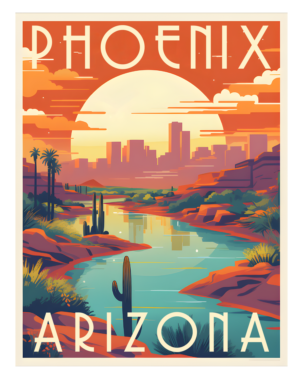 Exclusive Phoenix Arizona Collectible - Vintage Travel Poster Art