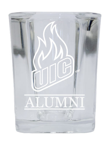 NCAA University of Illinois at Chicago Alumni 2oz Laser Etched Square Shot Glass 