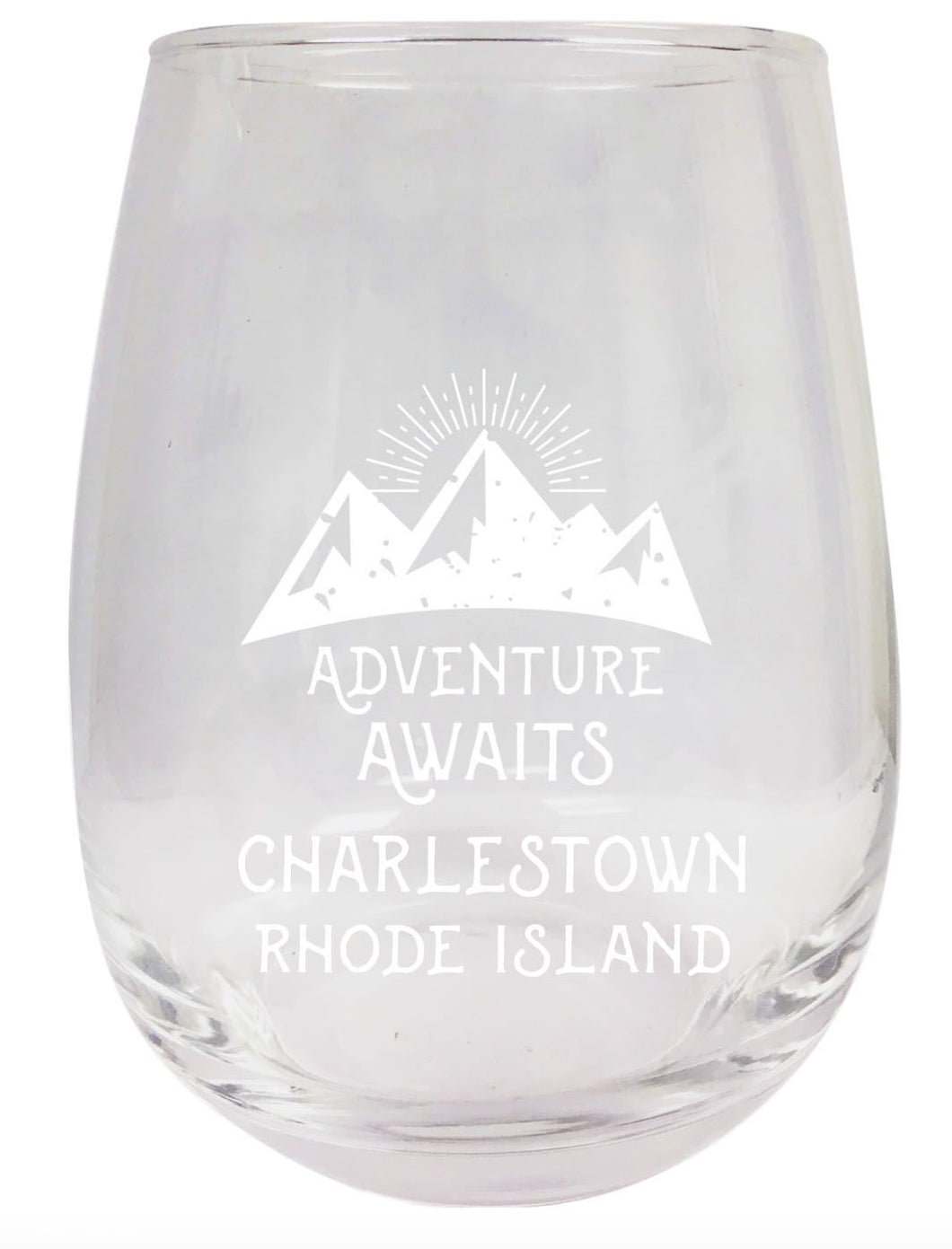 Rhode Island Engraved Stemless Wine Glass Duo