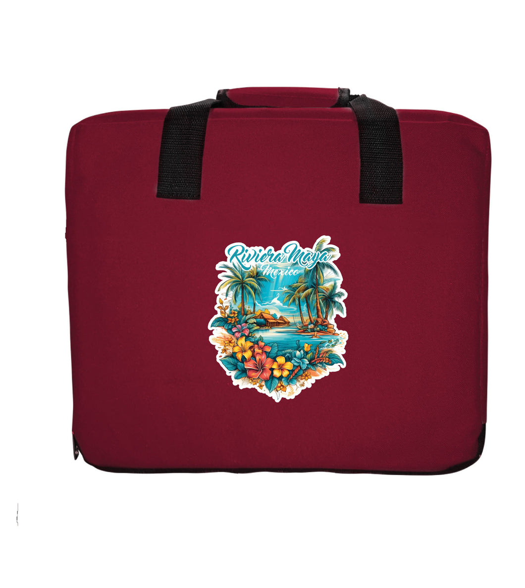 Riviera Maya Mexico Design A Souvenir Destination Seat Cushion Maroon