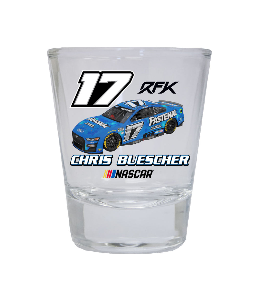 #17 Chris Buescher NASCAR Officially Licensed Round Shot Glass