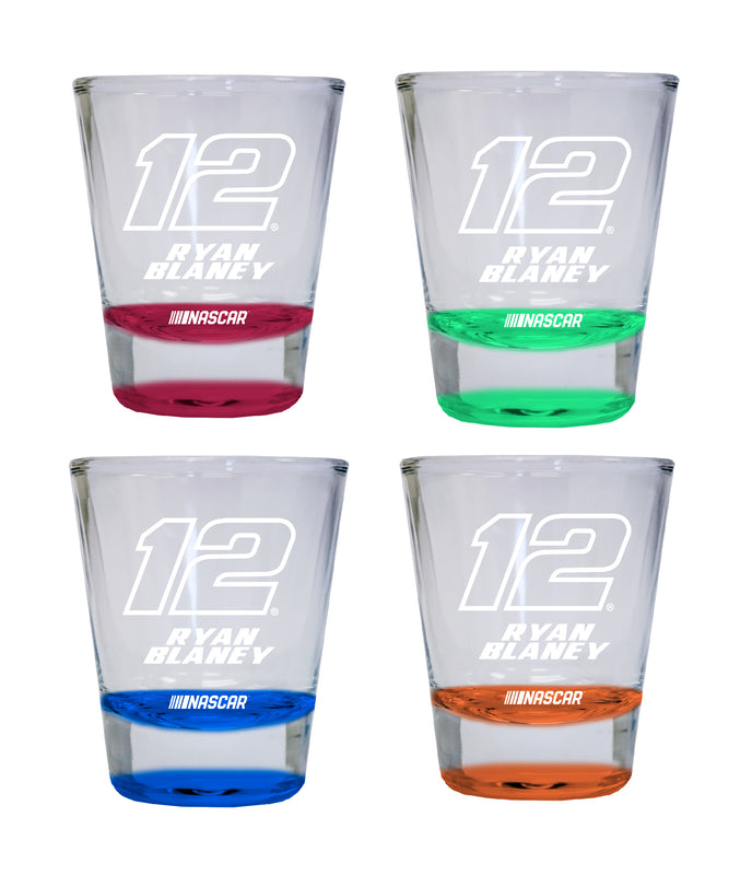 Nascar #12 Ryan Blaney Color Etched Shot Glasses New For 2022
