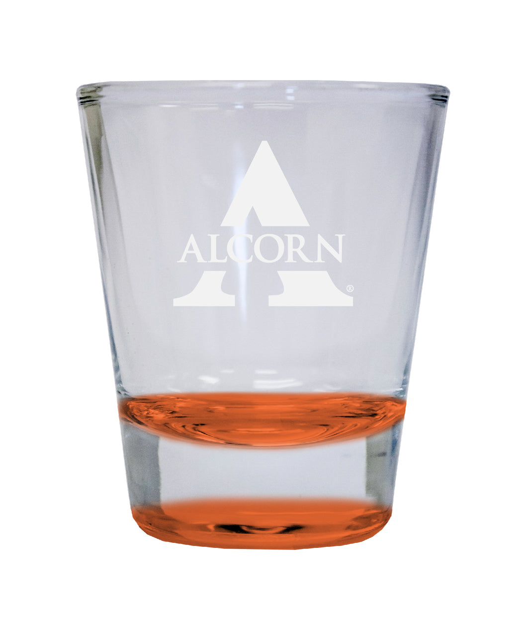 Alcorn State Braves Etched Round Shot Glass 2 oz Orange