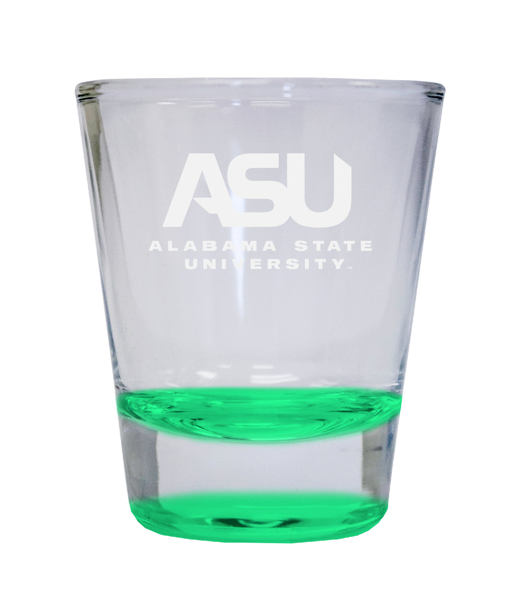 Alabama State University Etched Round Shot Glass 2 oz Green