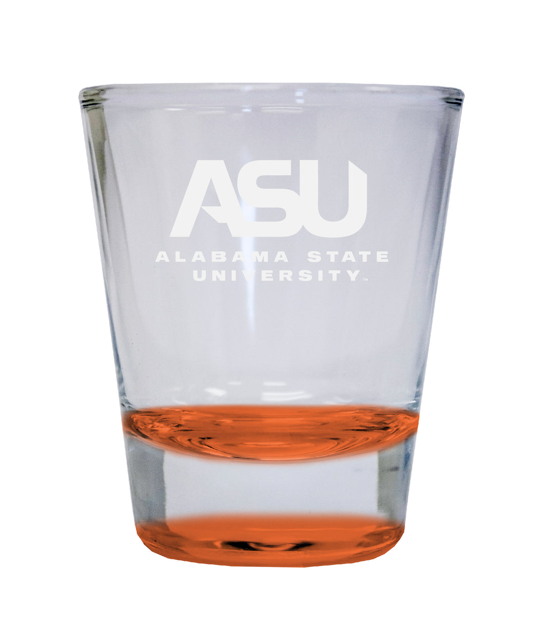 Alabama State University Etched Round Shot Glass 2 oz Orange