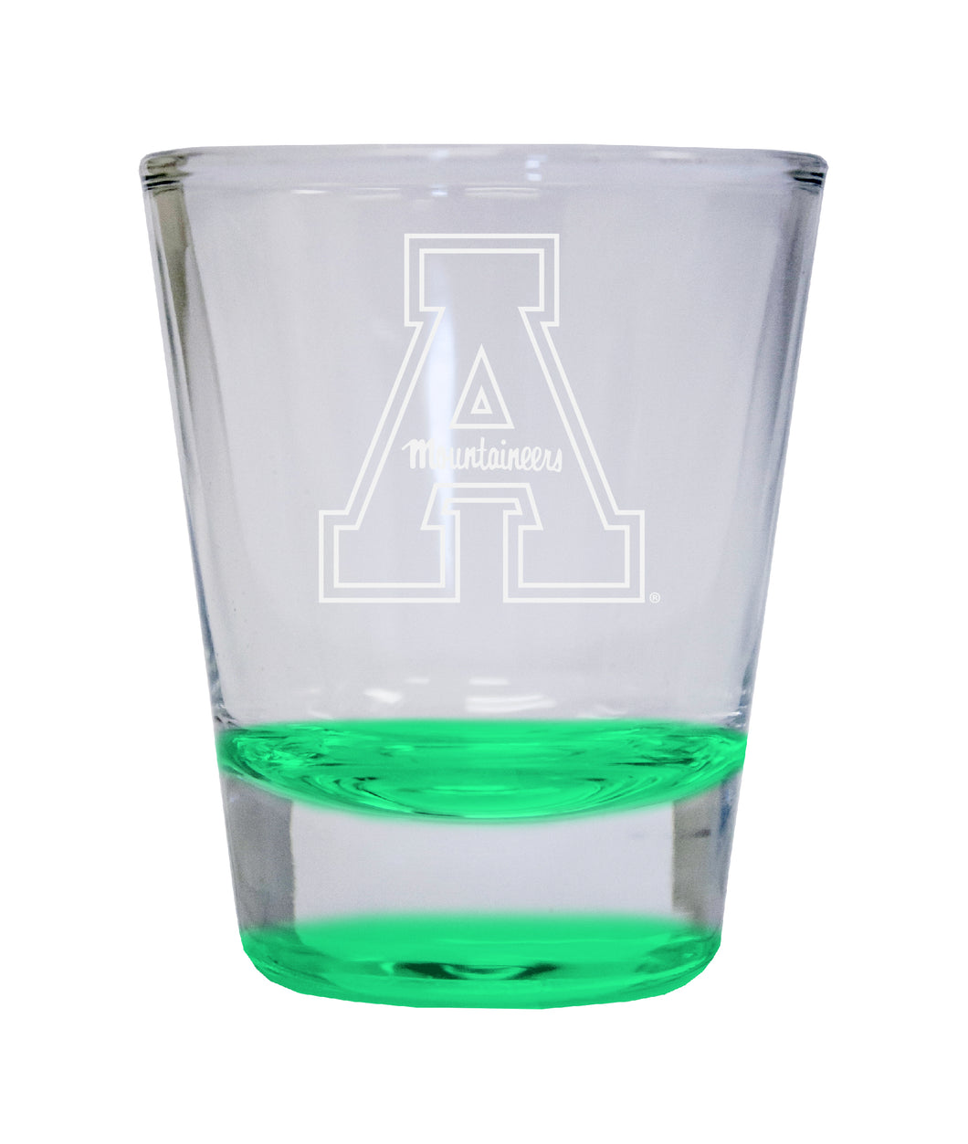 Appalachian State Etched Round Shot Glass 2 oz Green