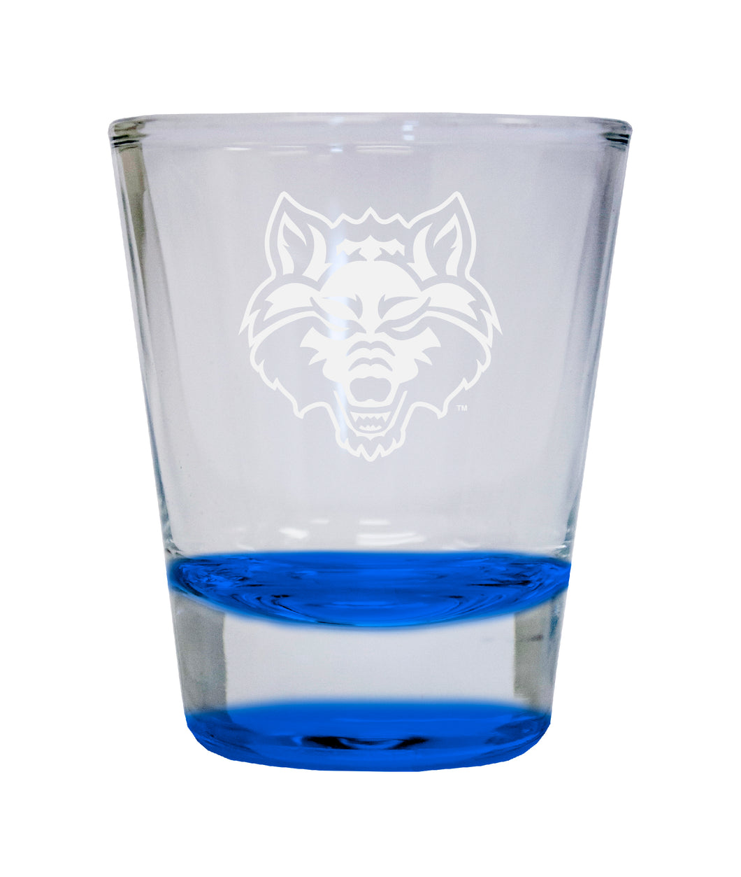 Arkansas State Etched Round Shot Glass 2 oz Blue