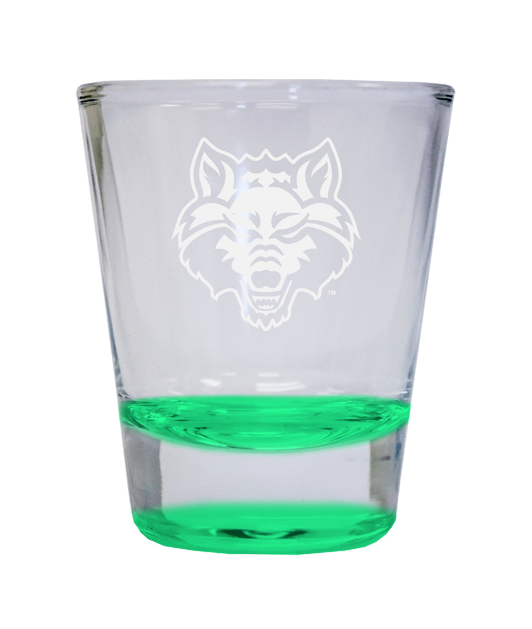 Arkansas State Etched Round Shot Glass 2 oz Green