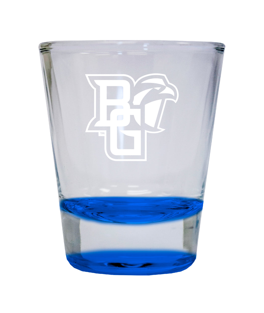 Bowling Green Falcons Etched Round Shot Glass 2 oz Blue