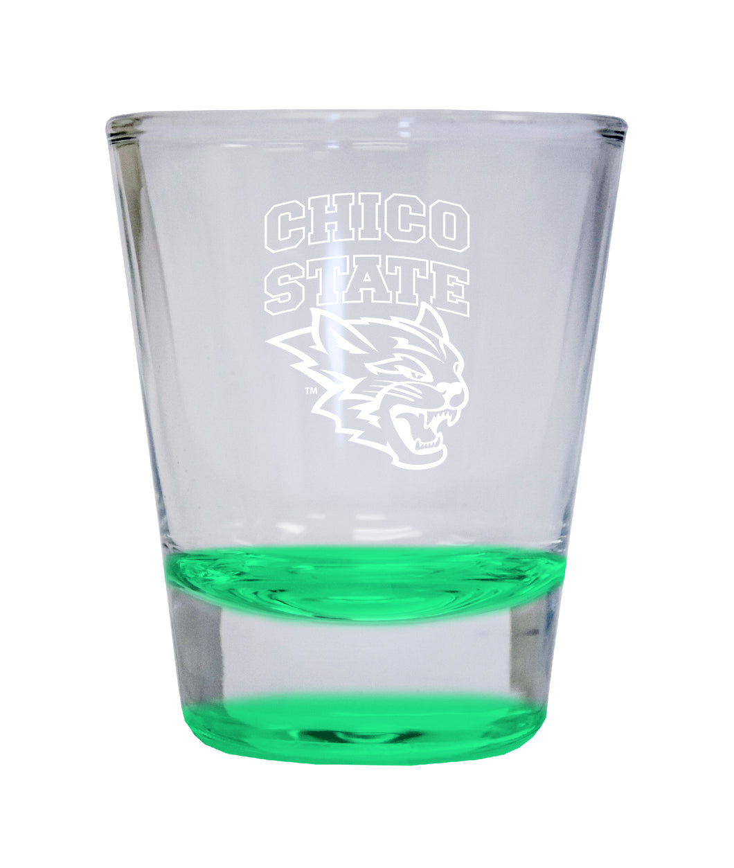 California State University, Chico Etched Round Shot Glass 2 oz Green