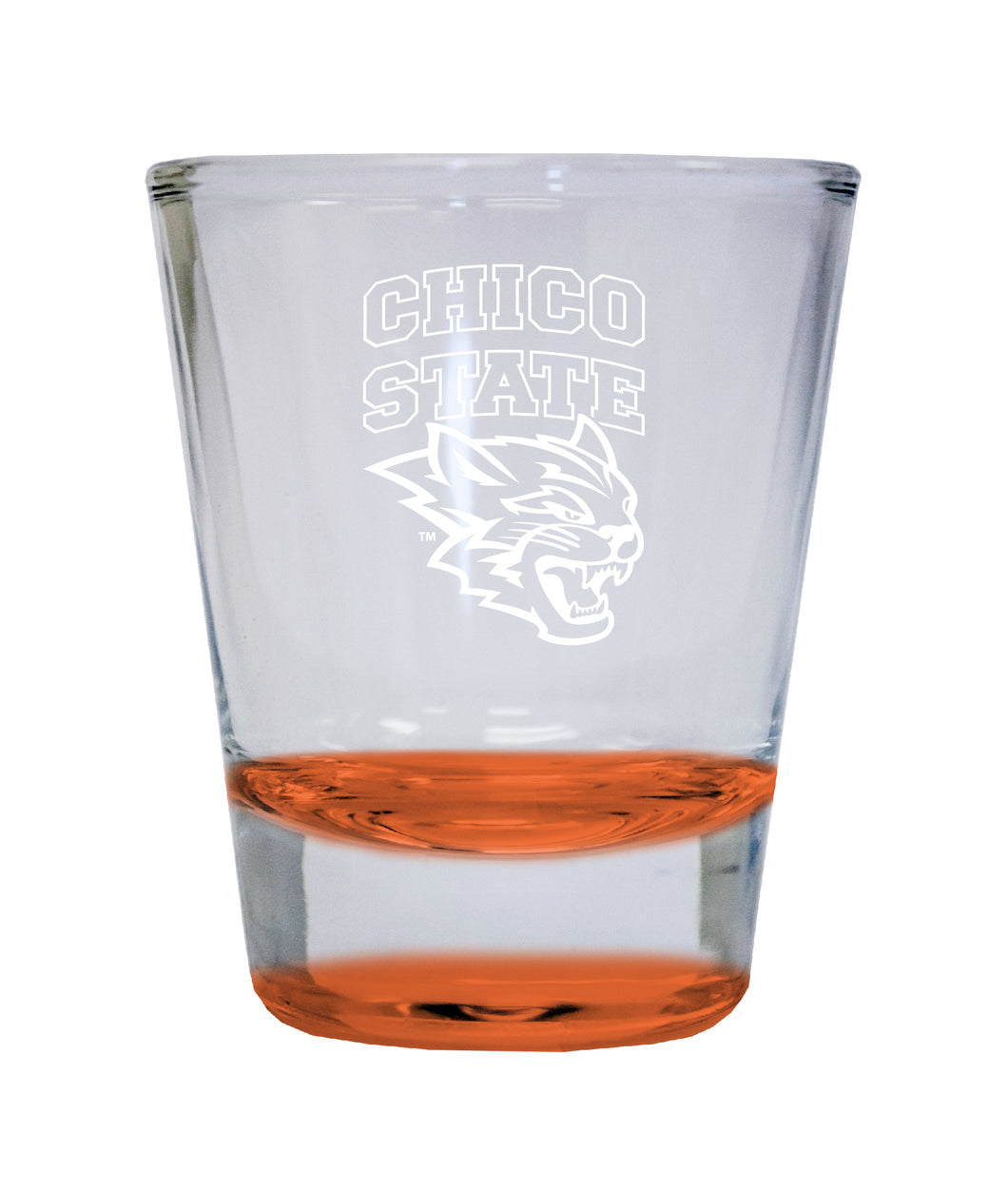California State University, Chico Etched Round Shot Glass 2 oz Orange