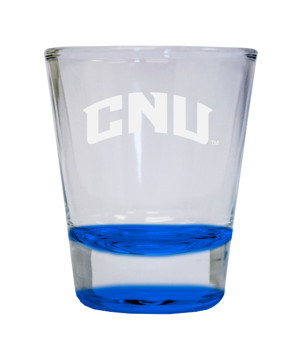 Christopher Newport Captains Etched Round Shot Glass 2 oz Blue