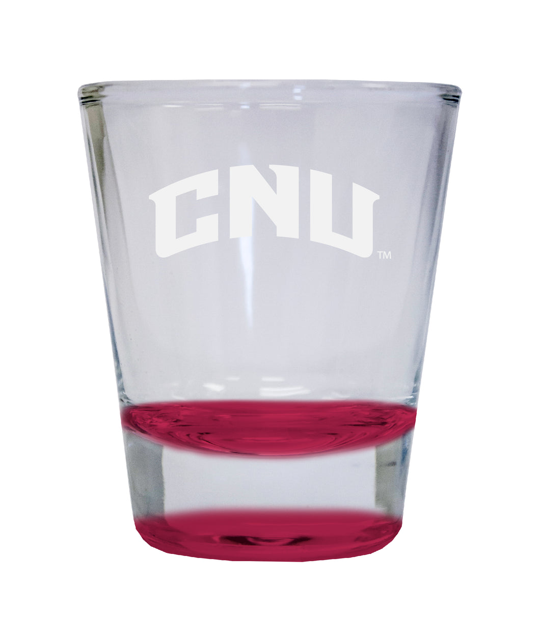 Christopher Newport Captains Etched Round Shot Glass 2 oz Red