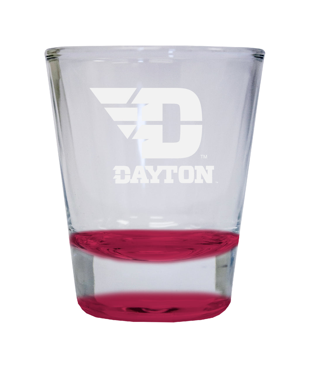 Dayton Flyers Etched Round Shot Glass 2 oz Red