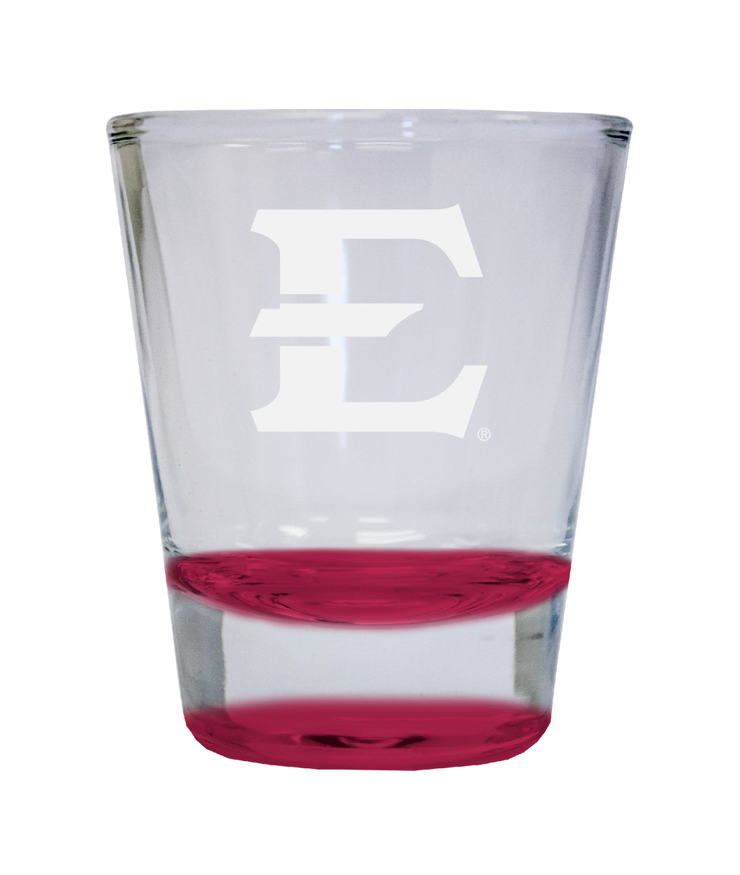 East Tennessee State University Etched Round Shot Glass 2 oz Red