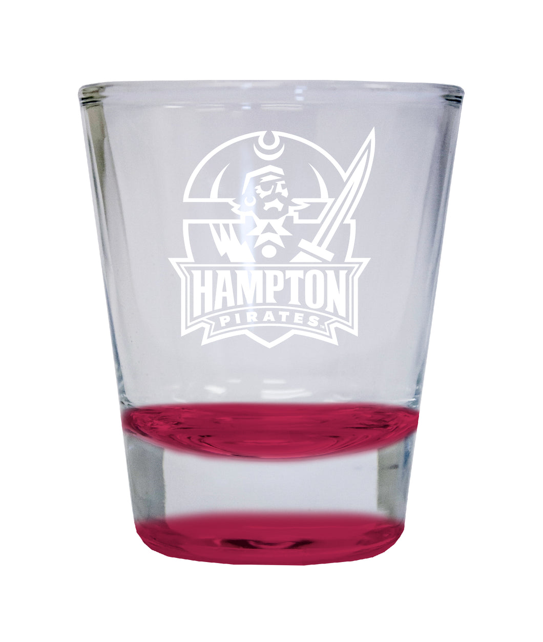 Hampton University Etched Round Shot Glass 2 oz Red