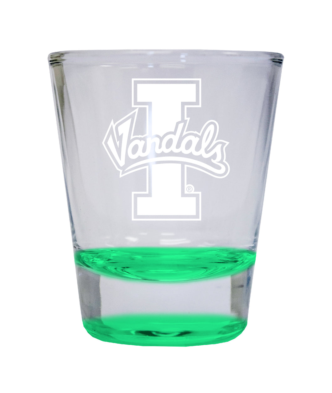 Idaho Vandals Etched Round Shot Glass 2 oz Green