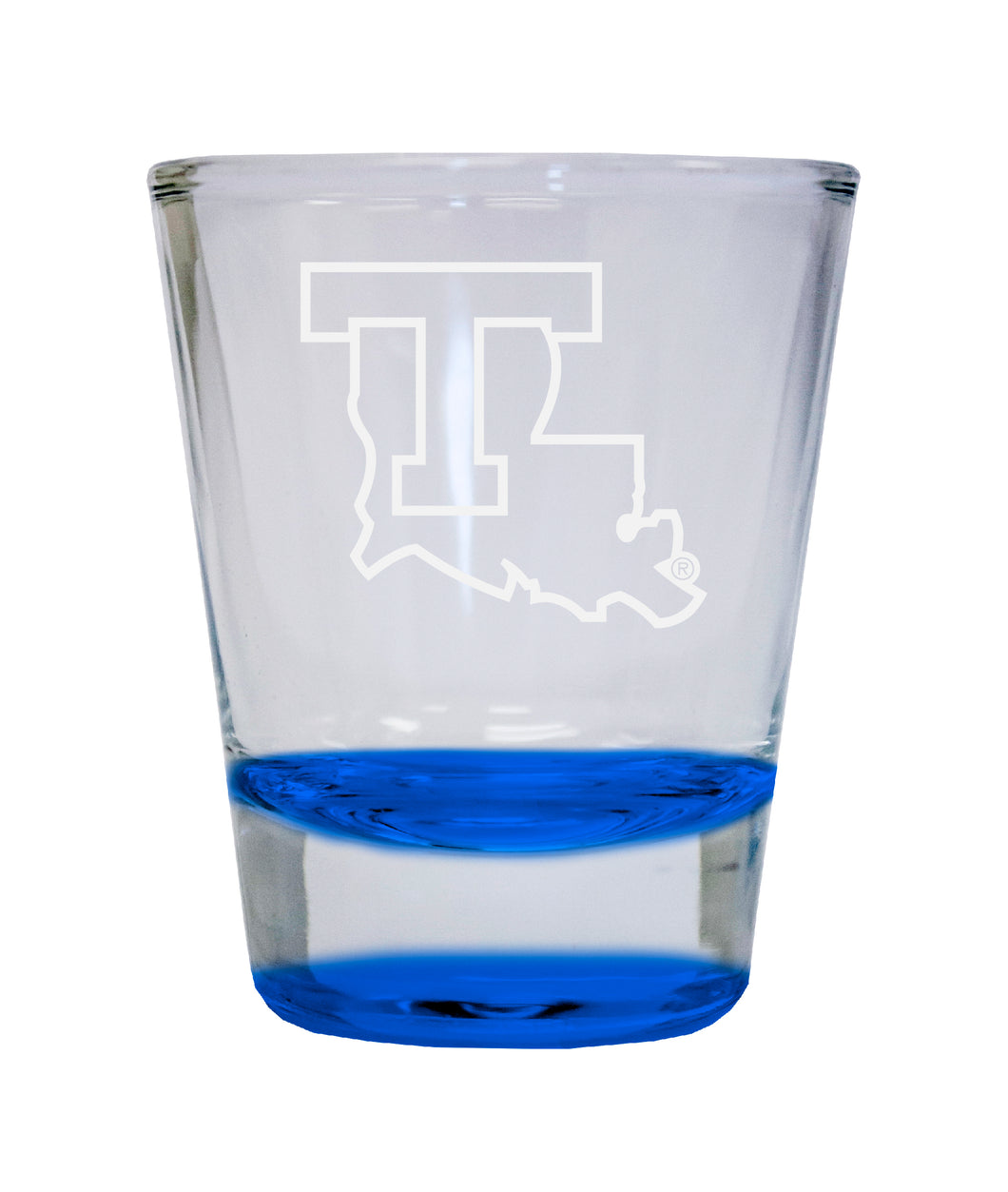 Louisiana Tech Bulldogs Etched Round Shot Glass 2 oz Blue