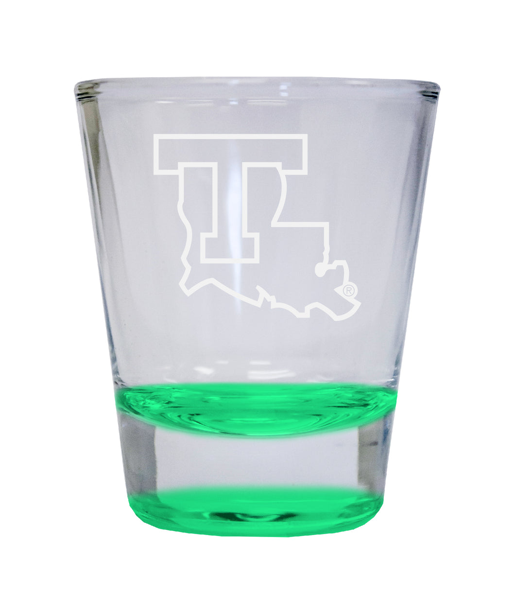 Louisiana Tech Bulldogs Etched Round Shot Glass 2 oz Green