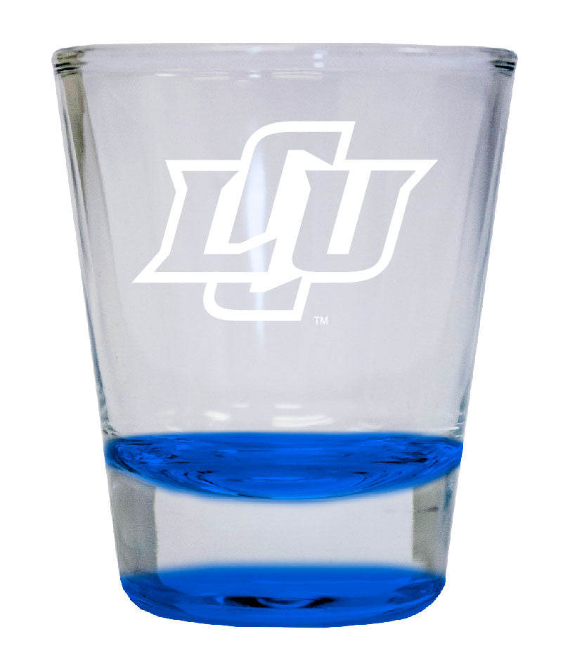 Lubbock Christian University Chaparral Etched Round Shot Glass 2 oz Blue