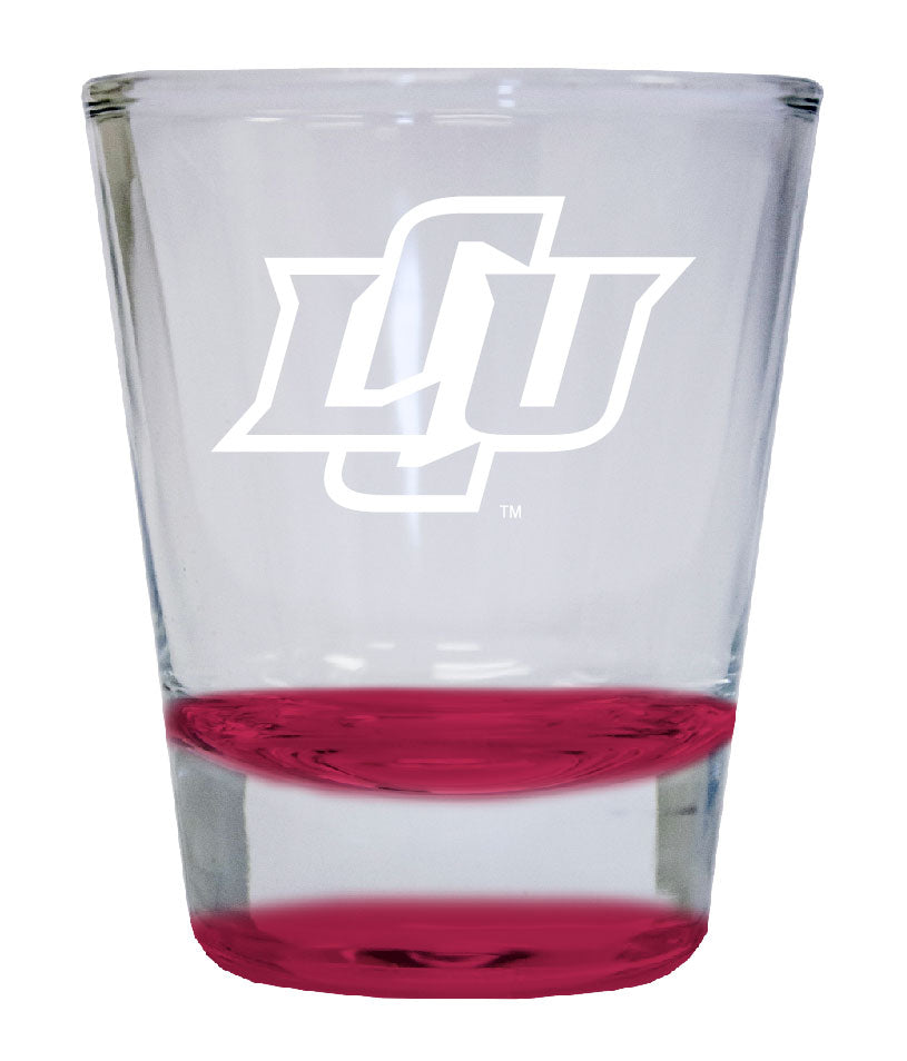 Lubbock Christian University Chaparral Etched Round Shot Glass 2 oz Red