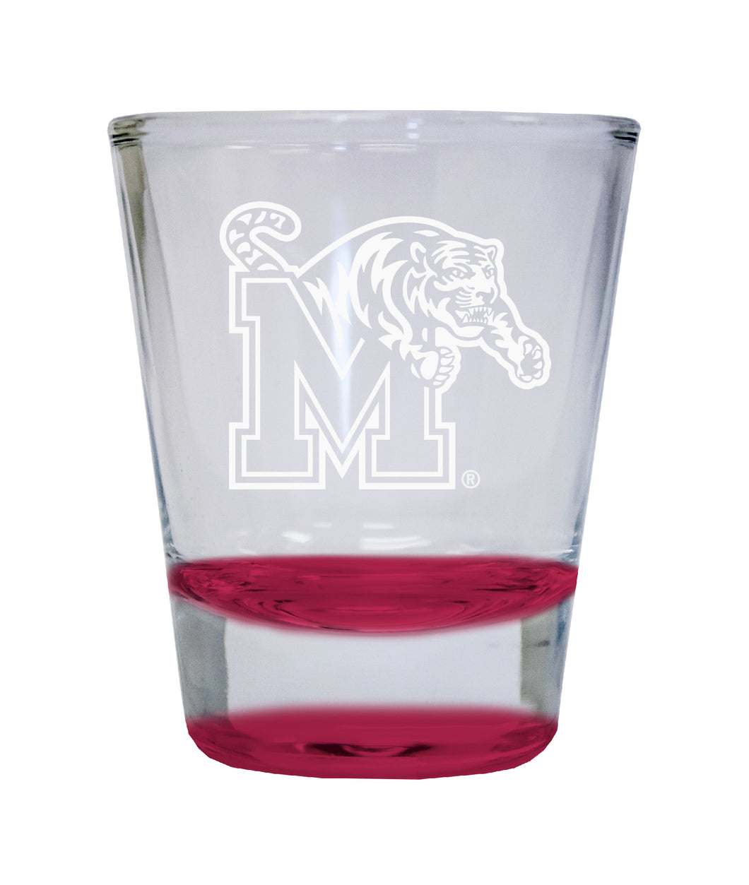 Memphis Tigers Etched Round Shot Glass 2 oz Red
