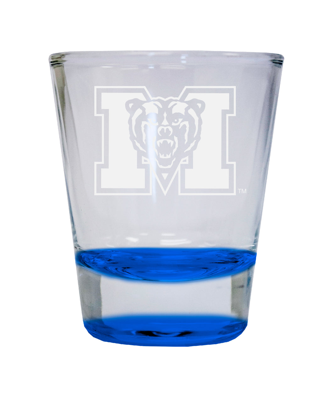 Mercer University Etched Round Shot Glass 2 oz Blue