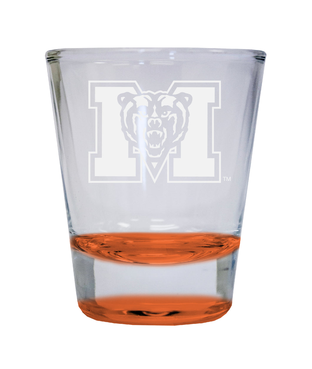 Mercer University Etched Round Shot Glass 2 oz Orange